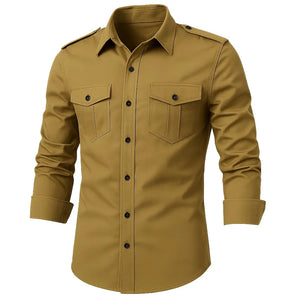 Chemise Épaulettes Militaire Beige