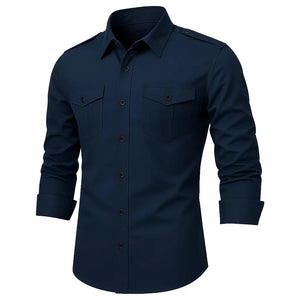Chemise Épaulettes Militaire Bleu marine