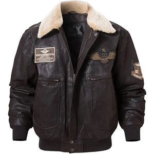 Veste Militaire Cuir Foncé