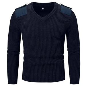 Pull Militaire Laine Bleu