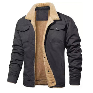 Veste Militaire Fourrure Homme Grise