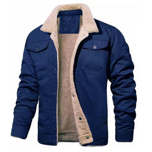 Veste Militaire Fourrure Homme Bleue