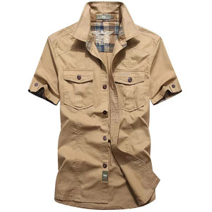 Chemise Militaire Homme Manche Courte Beige
