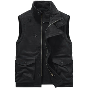 Veste Militaire Sans Manche Noire