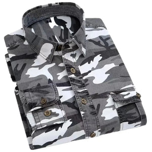 Chemise en Jean Militaire Grise