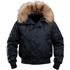 Veste Militaire à Col Fourrure