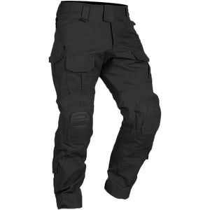 Pantalon militaire combat homme noir avec genouillères