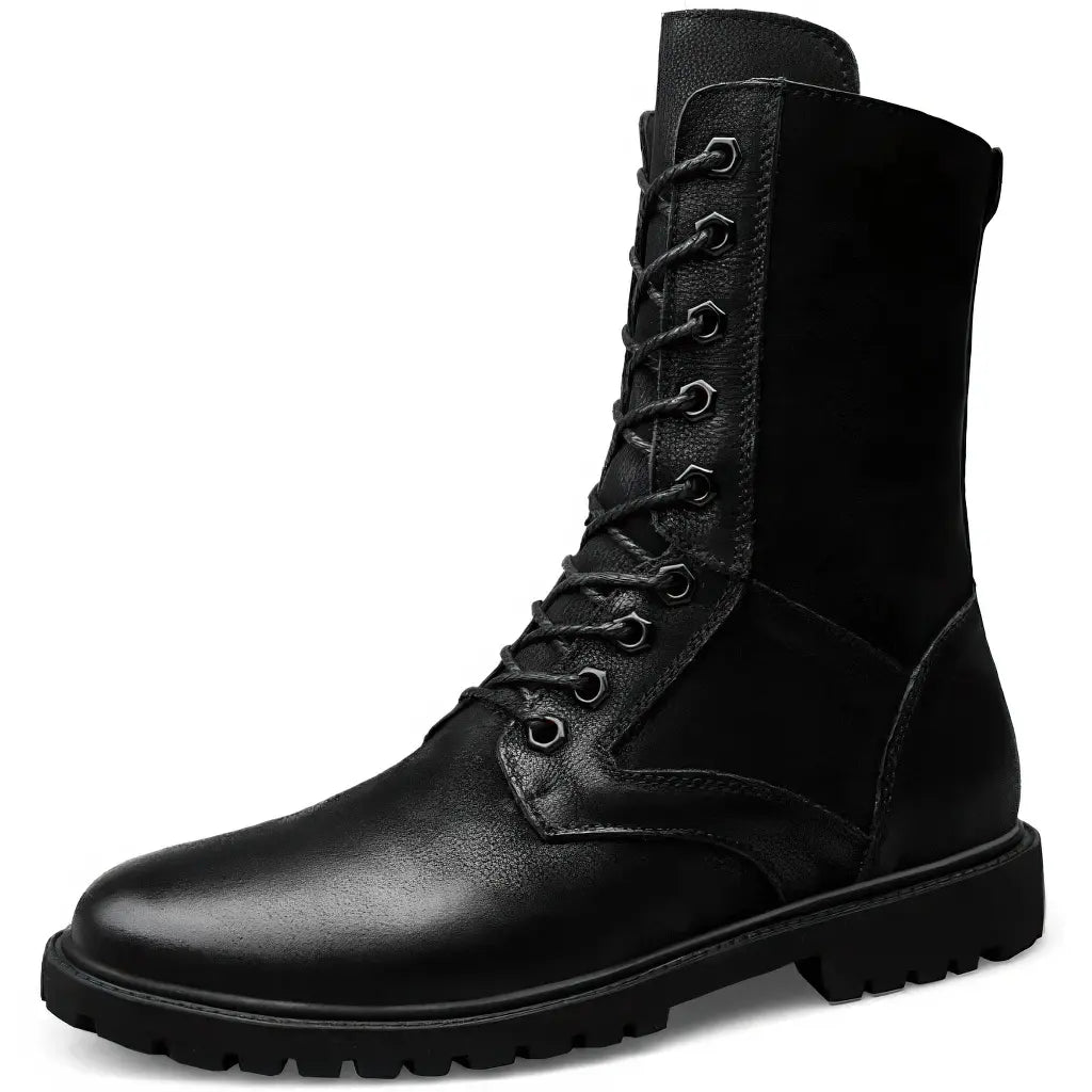 Bottes Cuir Homme Style Militaire