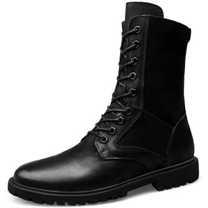Bottes Cuir Homme Style Militaire