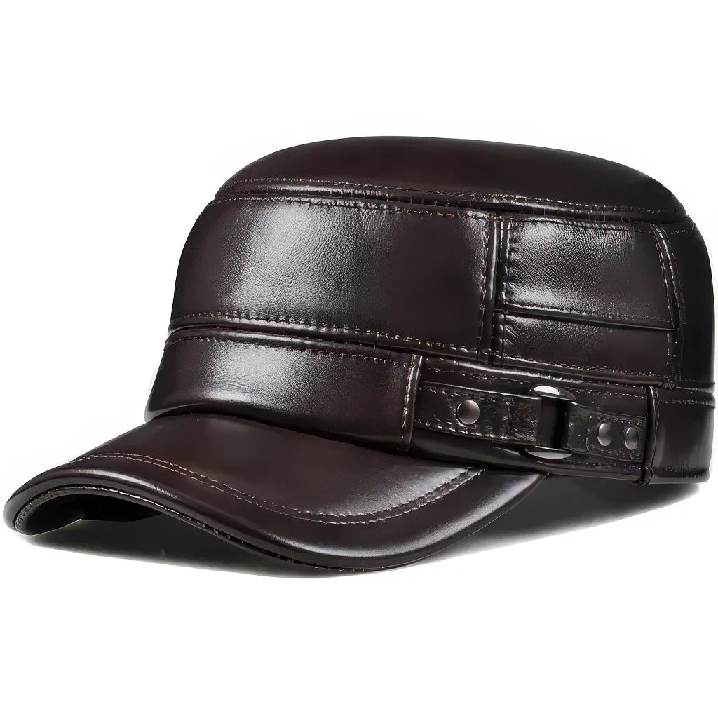Casquette Cuir Militaire Marron