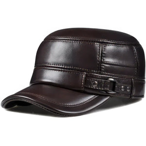 Casquette Cuir Militaire Marron
