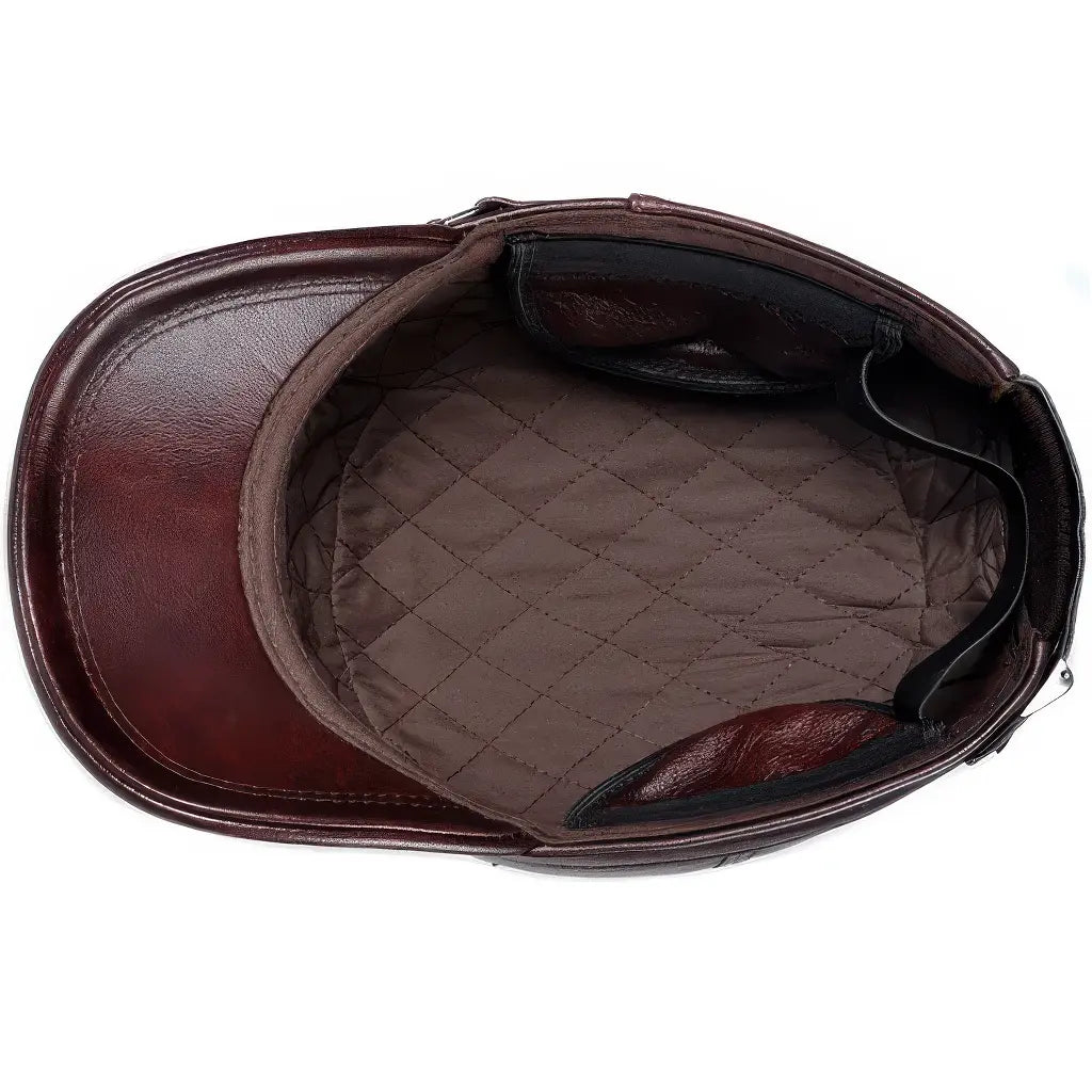 Casquette Militaire Cuir Marron