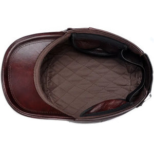 Casquette Militaire Cuir Marron