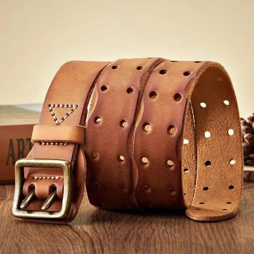 Ceinture Militaire en Cuir Marron