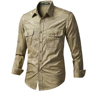 Chemise Homme Style Militaire Beige