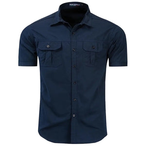 Chemise Militaire Manche Courte Bleu Marine