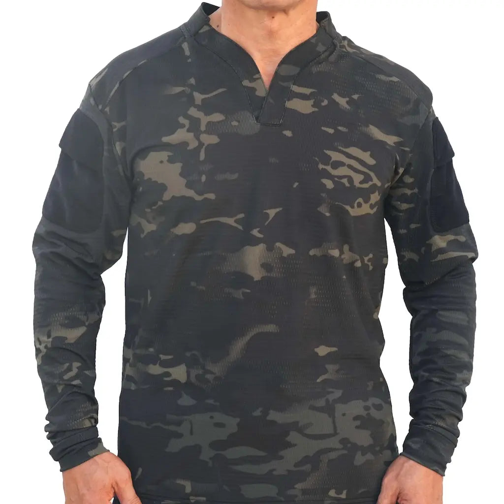 Chemise Tactique Militaire noire Camo