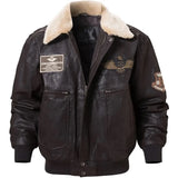 Veste Militaire Cuir Foncé