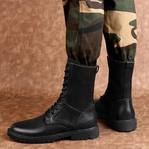Bottes Cuir pour Homme Style Militaire