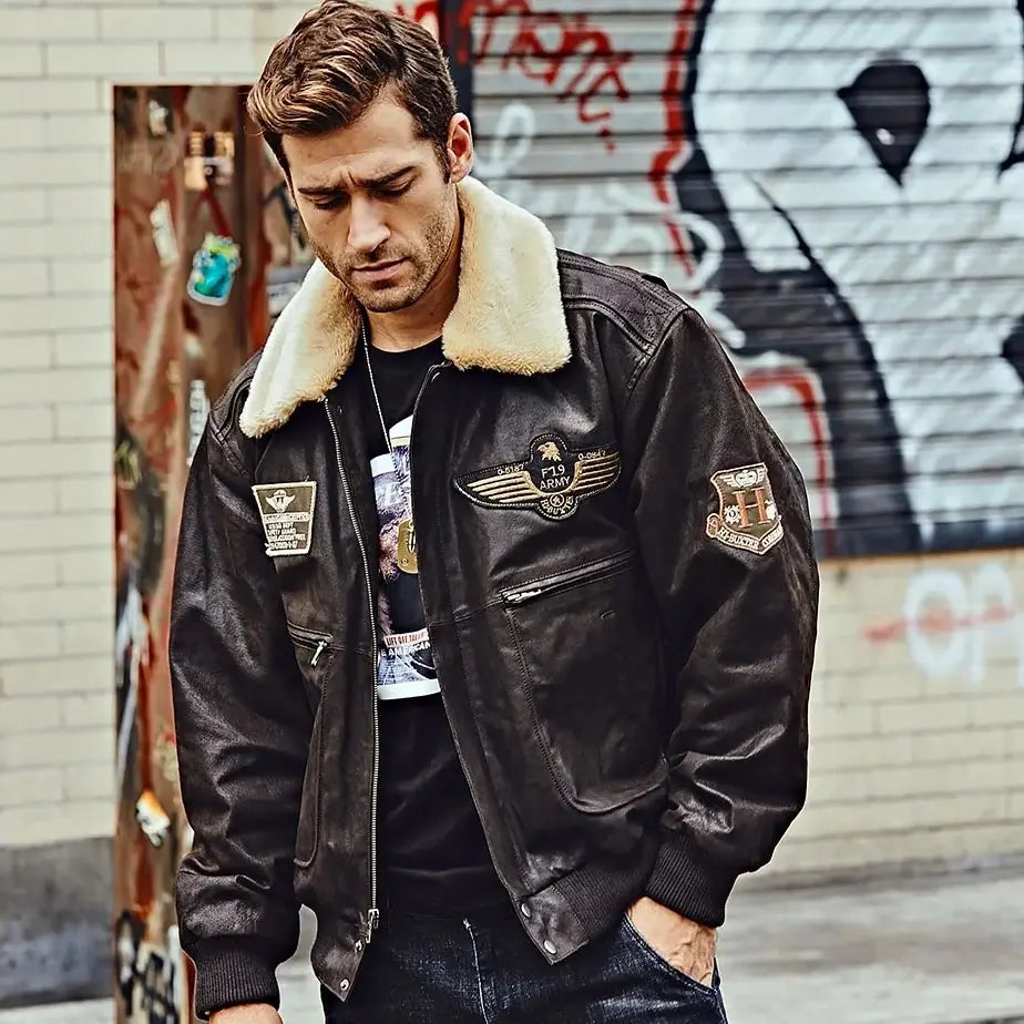 Veste Militaire Cuir Homme