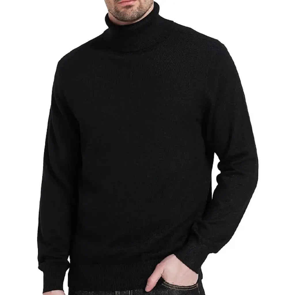 Pull Col Roulé Militaire Noir