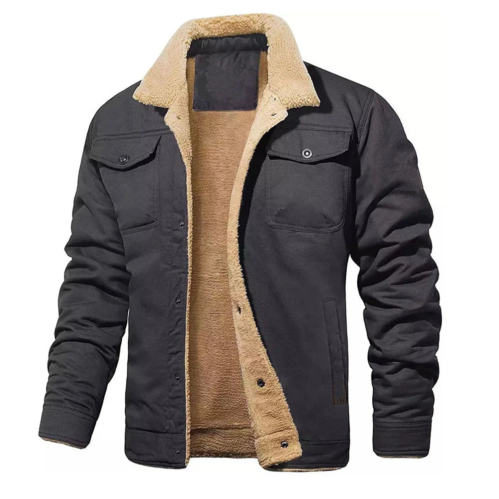 Veste Militaire Fourrure Homme Grise