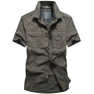 Chemise Militaire Homme Manche Courte Grise