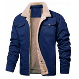 Veste Militaire Fourrure Homme Bleue