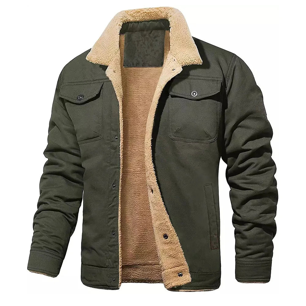Veste Militaire Fourrure Homme Verte