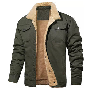 Veste Militaire Fourrure Homme Verte