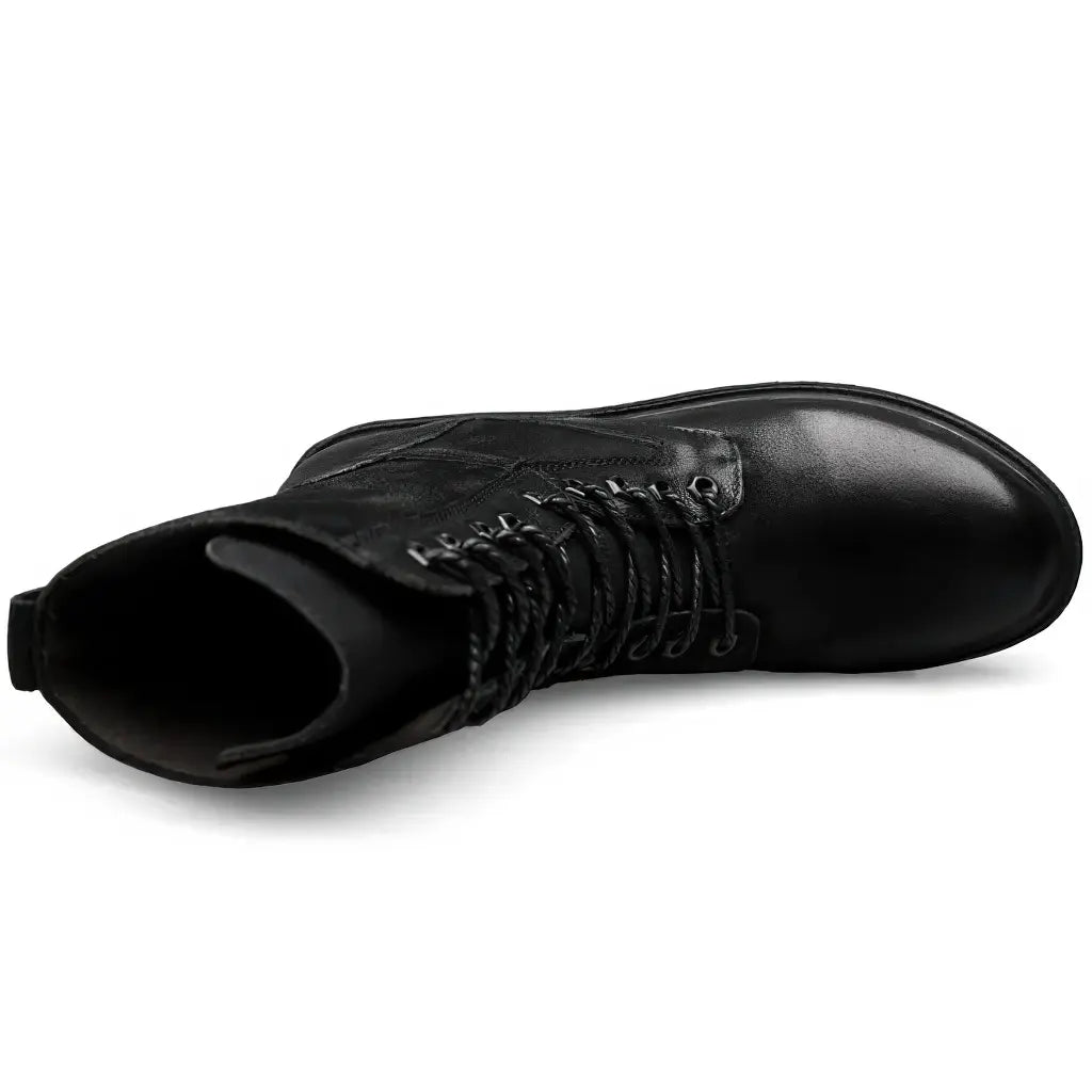 Bottes Cuir Homme Style Militaire Dessus