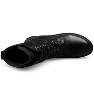 Bottes Cuir Homme Style Militaire Dessus