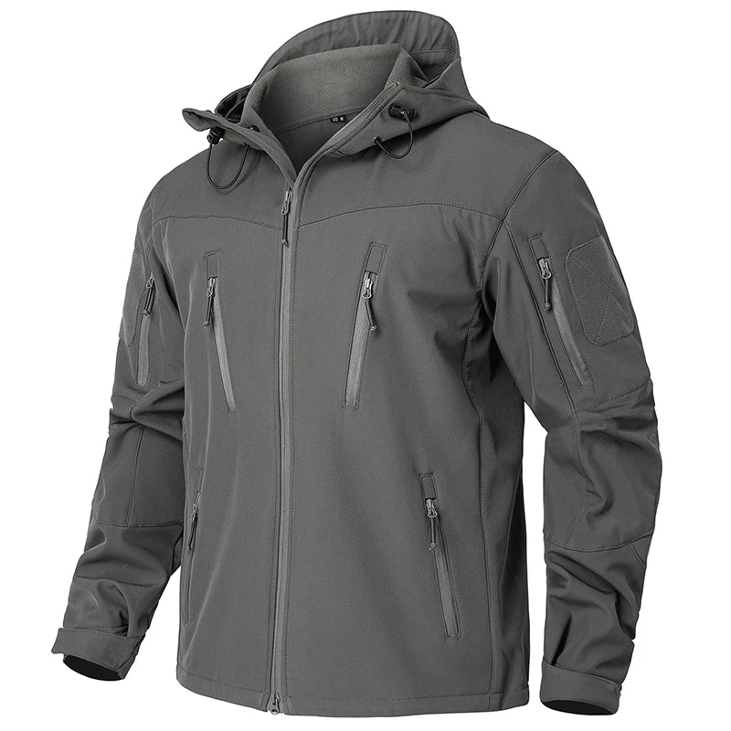Veste Militaire Imperméable Doublée Polaire Grise