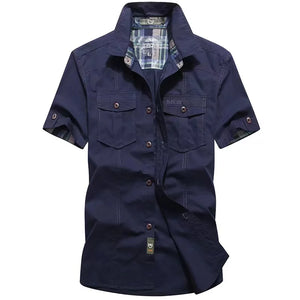 Chemise Militaire Homme Manche Courte Bleue