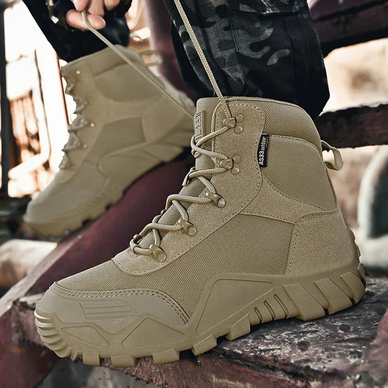 Bottines Lacets Style Rangers Beiges