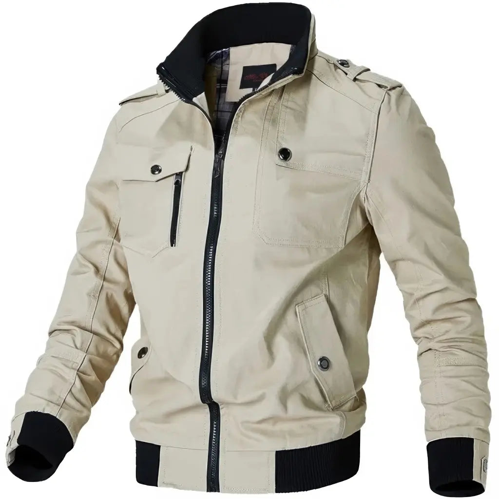 Veste Col Militaire Beige