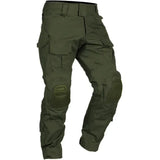 Pantalon militaire combat homme vert avec genouillères