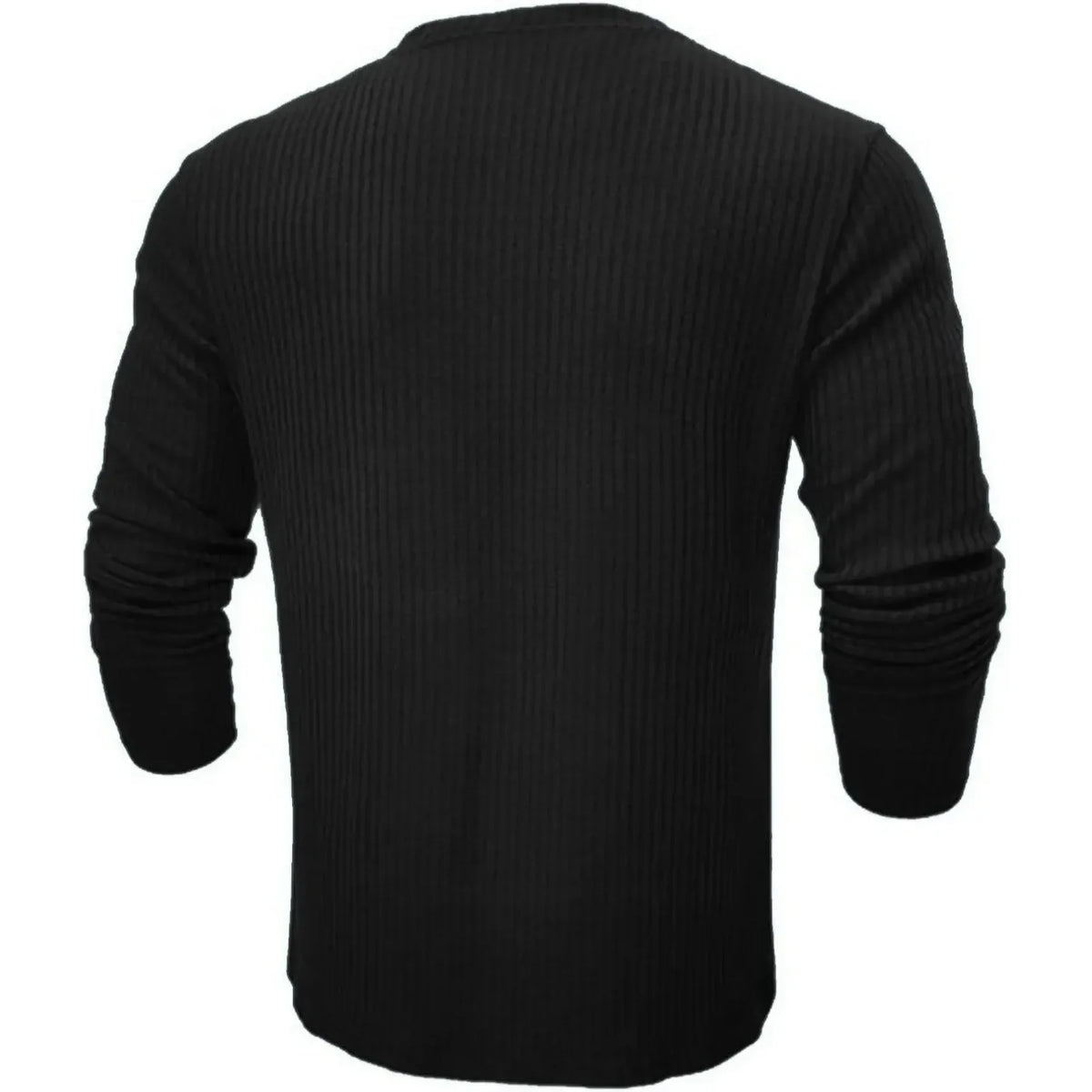 Dos du pull militaire noir en côtes verticales